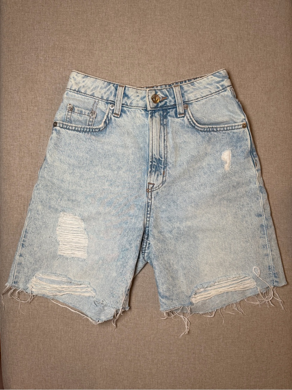 H&M Light Blue Acid-Wash Denim Shorts